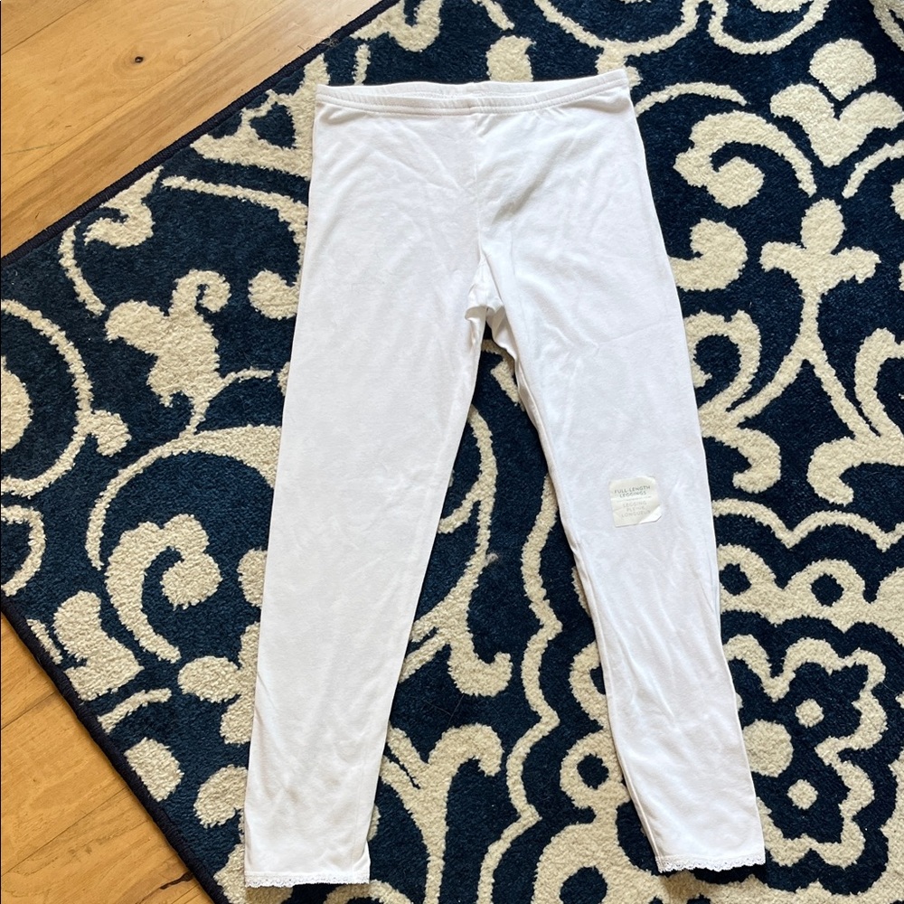 Old Navy Classic White Cotton Dress Leggings Lace Trim Hem New